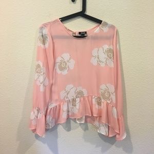 A.N.A pink peplum ruffle top